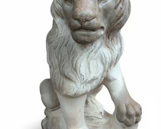 Vintage Concrete Guardian Lion Statue