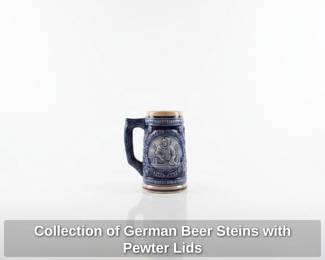 Collection of German Beer Steins with Pewter Lids second image