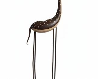 Wooden Giraffe Figurine with Polka Dots