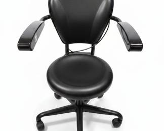 Black Leather Saddle Stool
