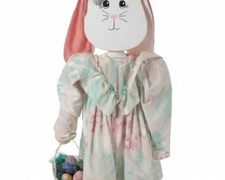 Easter Bunny Figurine with Dress and Easter Eggs