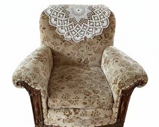 Victorian Style Upholstered Armchair with Claw Feet