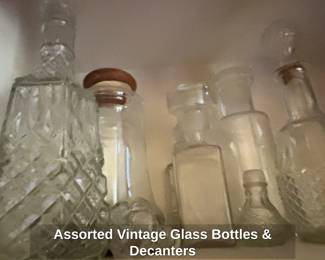 Assorted Vintage Glass Bottles Decanters