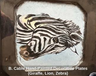 B. Cable HandPainted Decorative Plates Giraffe, Lion, Zebra third image