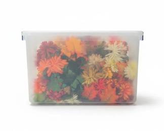 Artificial Floral Arrangements in Storage Bins