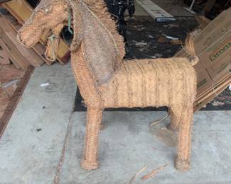 Woven Straw Horse Sculpture
