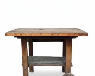 Wooden Potting Bench with Wheel