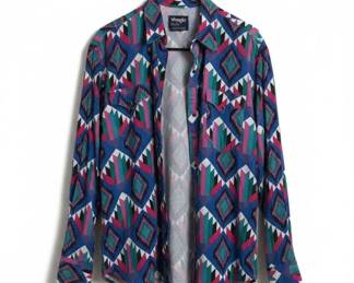 Vintage Wrangler Checotah Aztec Print Western Shirt third image