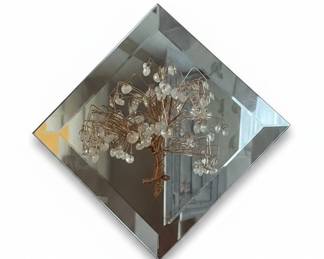 Crystal Bead Tree in Mirrored Shadow Box