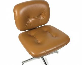 Vintage Brown Faux Leather Tufted Swivel Office Chair
