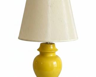 Yellow Ceramic Ginger Jar Table Lamp with Textured Linen Shade