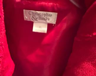 Christopher Banks Womens Red Velour Jacket