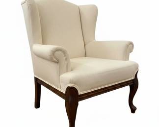 Queen Anne Style Channel Back Wingback Armchair second image
