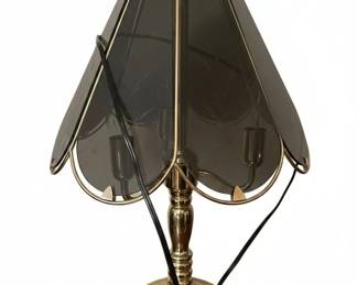 Vintage Brass and Smoked Glass Touch Lamp pair second image