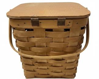 Vintage Longaberger Picnic Basket with Lid and Accessories