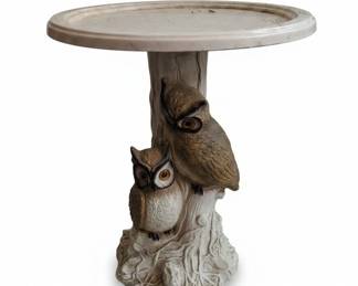 Vintage Chalkware Owl Lamp with Ashtray