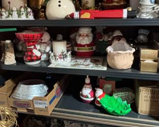 Vintage Christmas Cookie Jars and Decor Lot