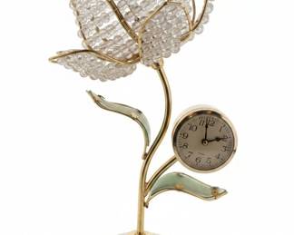 Crystal Flower Table Lamp with Clock