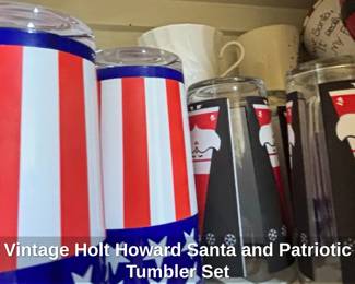 Vintage Holt Howard Santa and Patriotic Tumbler Set
