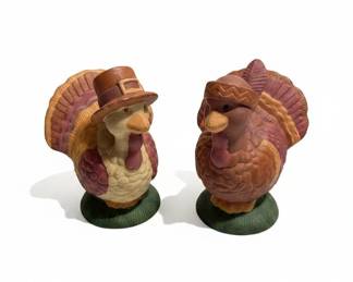 Vintage Ceramic Thanksgiving Turkeys Figurines