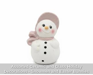 Assorted Ceramic and Glass Holiday Decorations Snowmen and Easter Bunnies fourth image