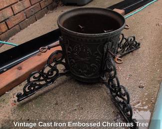Vintage Cast Iron Embossed Christmas Tree Stand John Wright