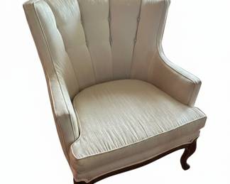 Queen Anne Style Channel Back Wingback Armchair