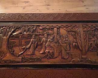 Antique Chinese Carved Camphor Wood Chest second image