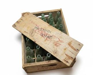 Vintage CocaCola Soda Bottles in Wooden Crate second image