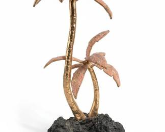 MidCentury Modern Brass and Enamel Palm Tree Figurine