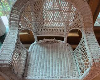 Vintage White Wicker Peacock Chair