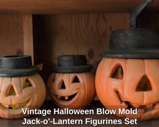 Vintage Halloween Blow Mold JackoLantern Figurines Set