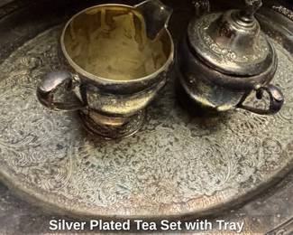 Silver Plated Tea Set with Tray