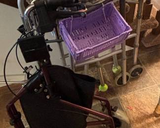 Mobility Aids Lot Wheel Rollator Walker, Standard Walker, and Crutches