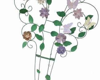 Metal Butterfly and Flower Garden Trellis