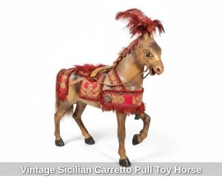 Vintage Sicilian Carretto Pull Toy Horse