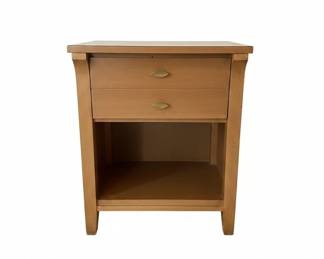 Light Wood TwoDrawer Nightstand with Open Shelf