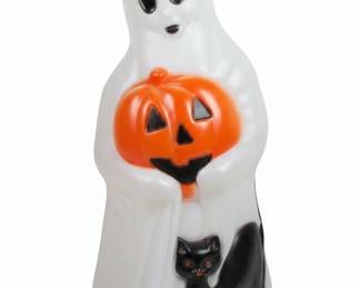 Vintage Empire Ghost holding Pumpkin and Black Cat Blow Mold