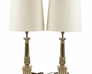 Pair of Vintage Stiffel Brass Columnar Table Lamps