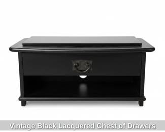 Vintage Black Lacquered Chest of Drawers
