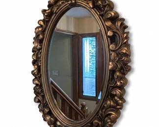 Ornate Oval Gilt Mirror with Acanthus Leaf and Floral Motifs