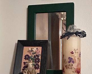 Decorative Wall Shelf with Clock and Vases