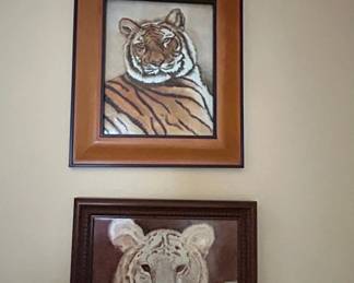 Framed Wildlife Art Prints Tiger and Lion Family by Marjorie Brice
