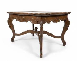 Vintage Ornate Carved Wood Coffee Table with Glass Top, French Provincial Style second image