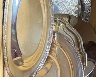 Silver Plated Serving Platters and Pitcher Set