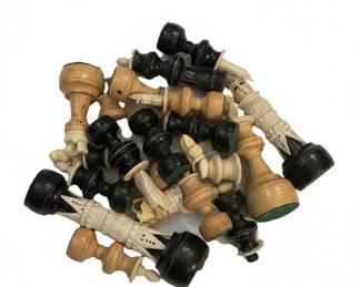 Vintage HandCarved Mexican Tarascan Bone and Wood Chess Set