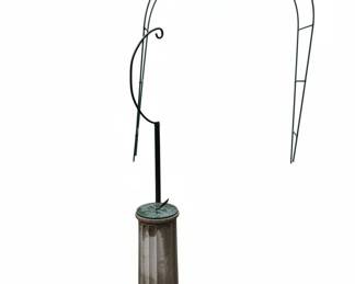 Concrete Column Sundial Pedestal with Bench and Planters