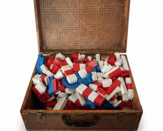 Vintage Brix Blox Building Blocks Set in Suitcase