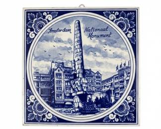Delftware Tile with National Monument, Amsterdam