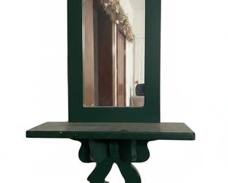 Decorative Wall Shelf with Clock and Vases second image